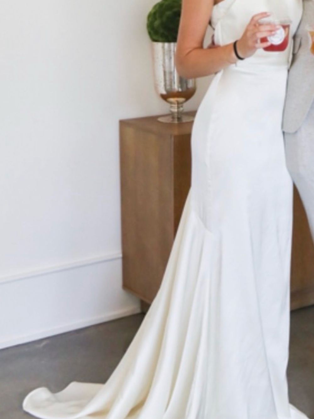 Sleek White Satin Mermaid Wedding Gown with Train
